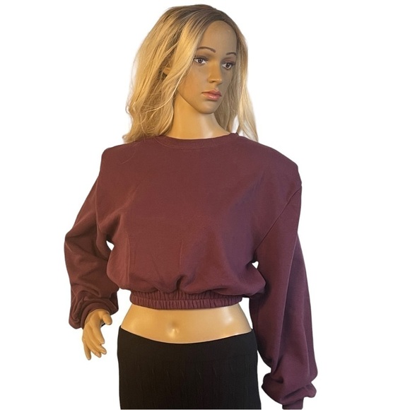 Kendall + Kylie Maroon Cropped Sweatshirt - Picture 1 of 9